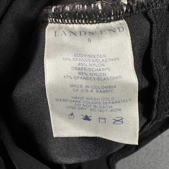 Lands End Swimsuit Womens 6 Black One Piece Halter Ruched Padded Tankini Swim - Picture 4 of 8